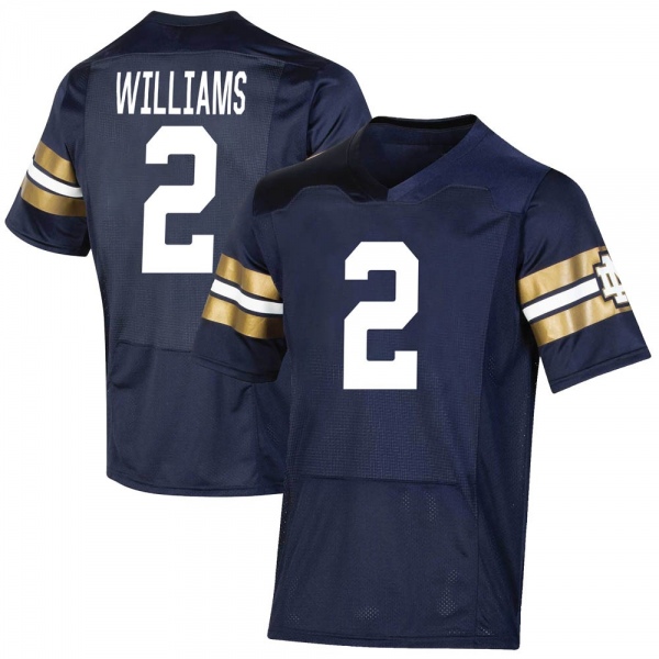 Dexter Williams Notre Dame Fighting Irish NCAA Youth #2 Navy Premier 2021 Shamrock Series Replica College Stitched Football Jersey BSR5655EO